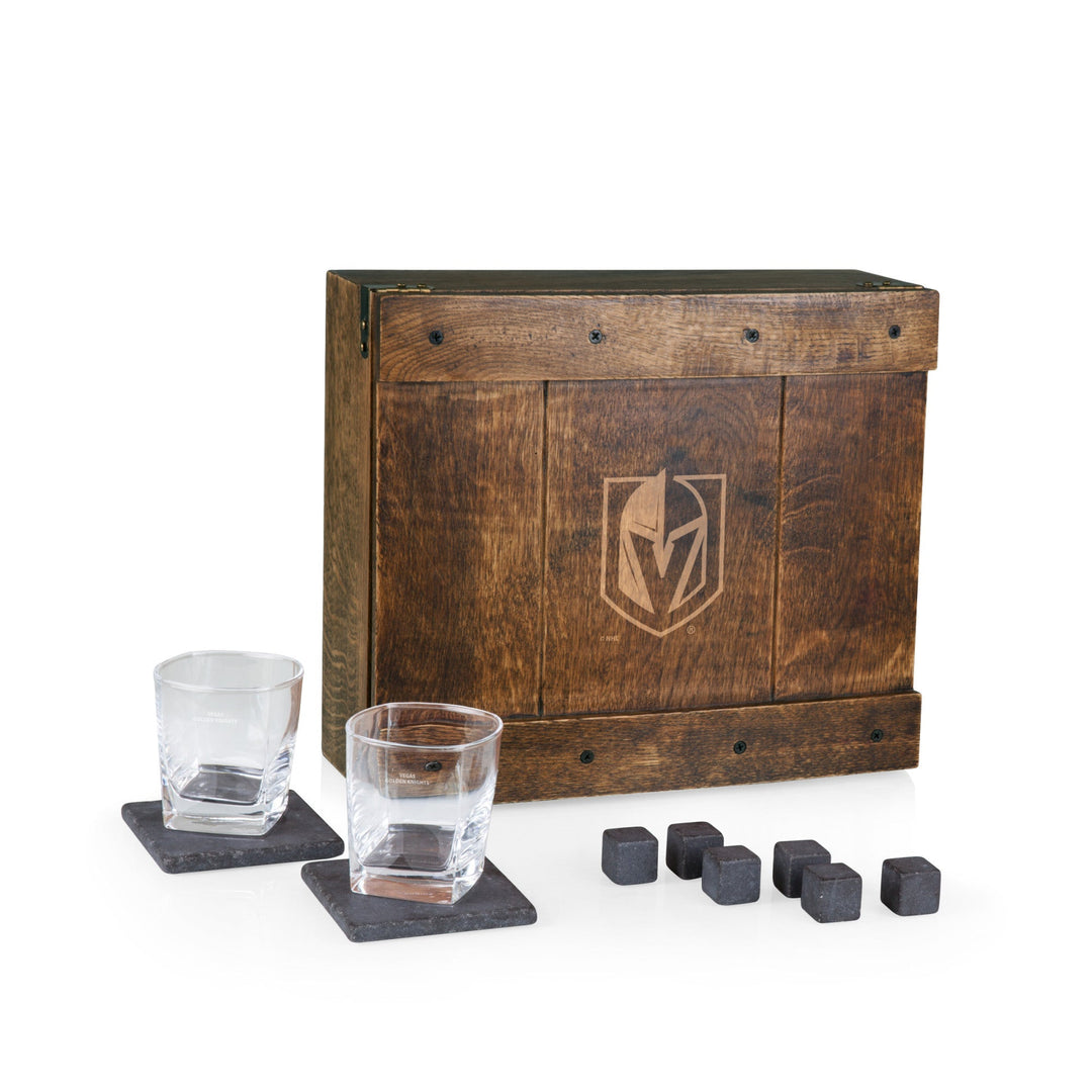 Vegas Golden Knights Whiskey Box Gift Set - Oak Wood