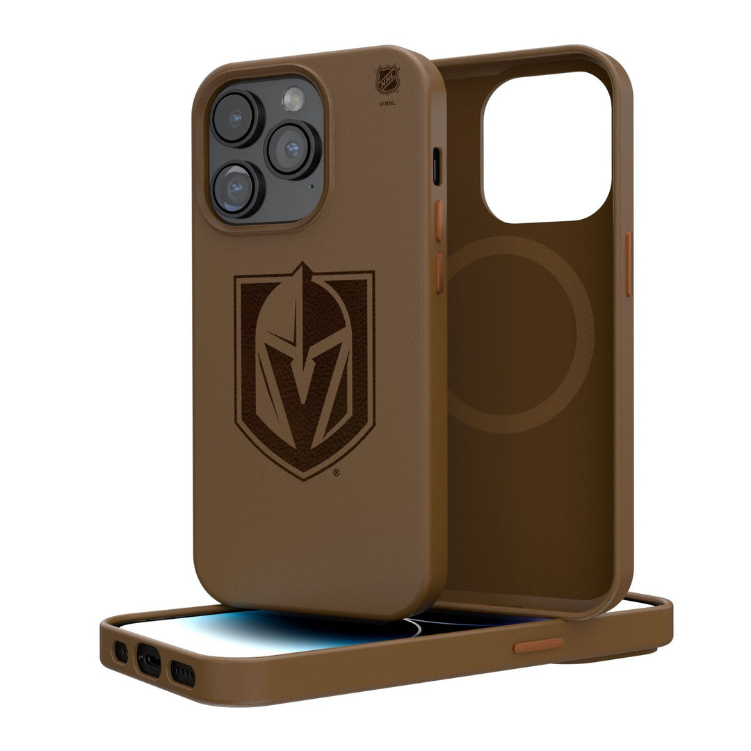 Vegas Golden Knights Woodburned Brown Magnetic Case - Phone