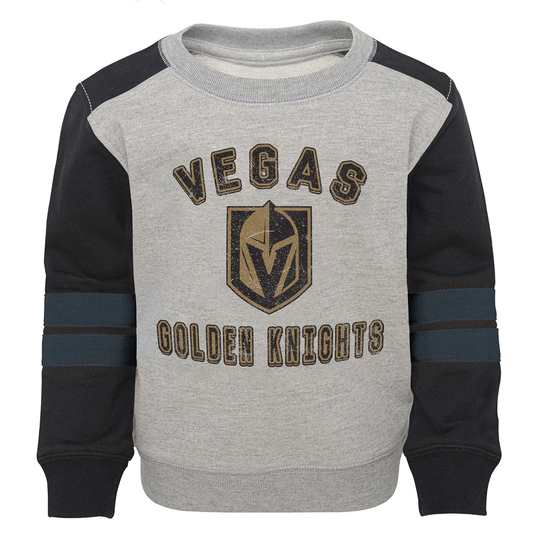 Vegas Golden Knights Outerstuff Toddler Retro French Terry Crew - Grey/Black - VegasTeamStore