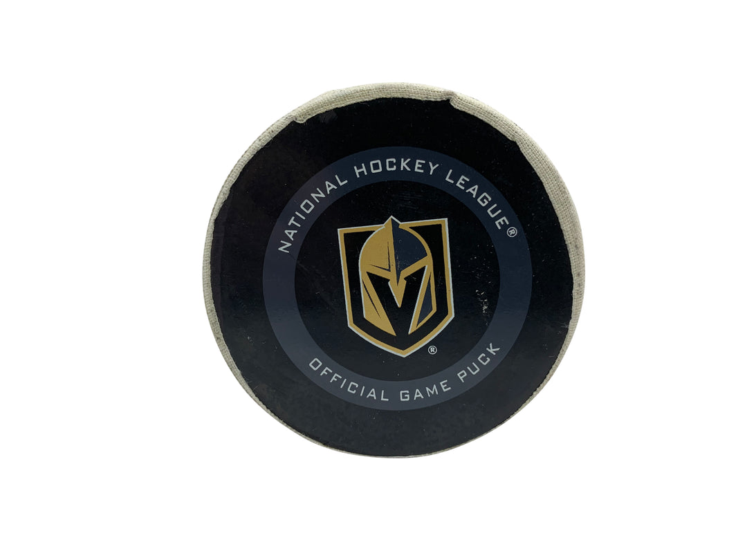 2020 Stanley Cup Playoffs: Chicago Blackhawks vs Vegas Golden Knights, Game 2, Game-Used Puck - Vegas Team Store