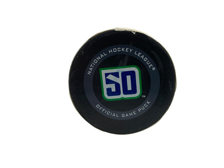 2020 Stanley Cup Playoffs: Vancouver Canucks vs Vegas Golden Knights, Game 4, Game-Used Puck - Vegas Team Store