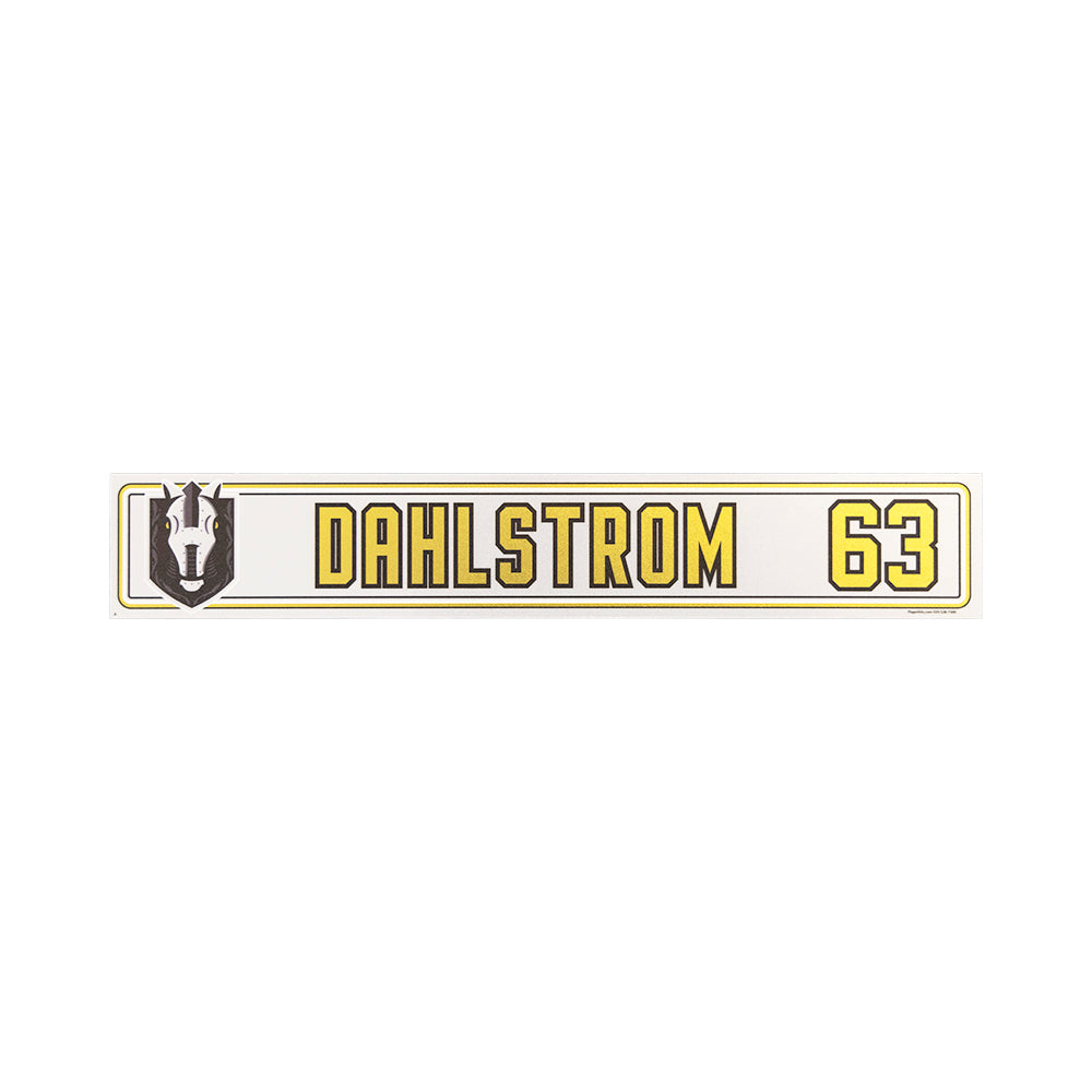 #63 Carl Dahlstrom: Game-Used Inaugural Season Locker Nameplate