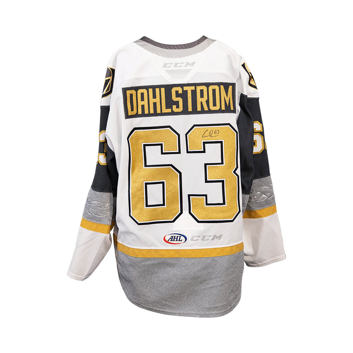 #63 Carl Dahlstrom: Game-Worn & Signed White Jersey