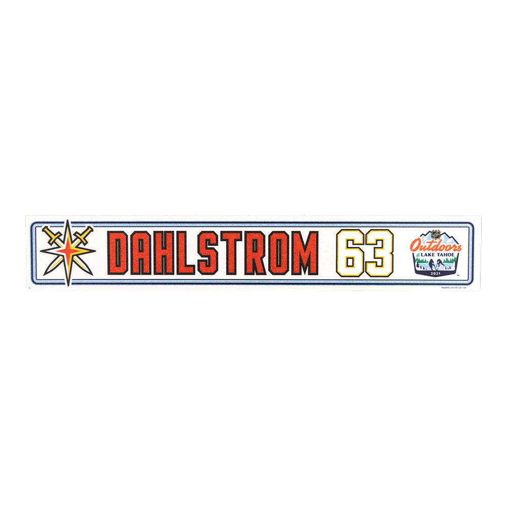 #63 Carl Dahlstrom: Outdoor Game at Lake Tahoe Game-Issued Locker Nameplate