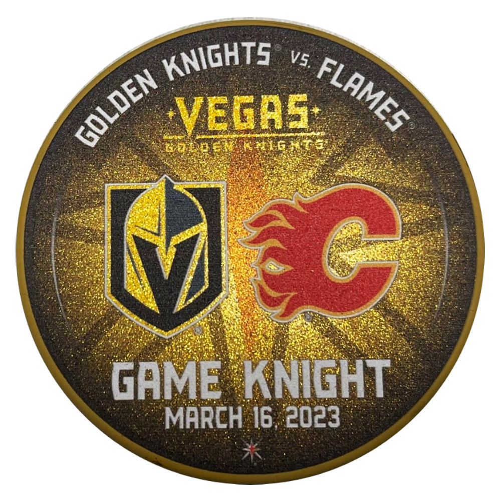 Calgary Flames VS Vegas Golden Knights Match-Up Puck - March 16, 2023