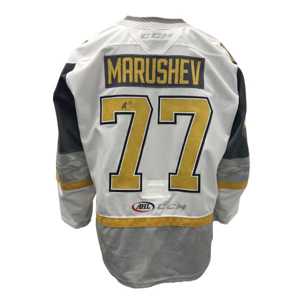 #77 Maxim Marushev: Game-Worn & Signed White Jersey