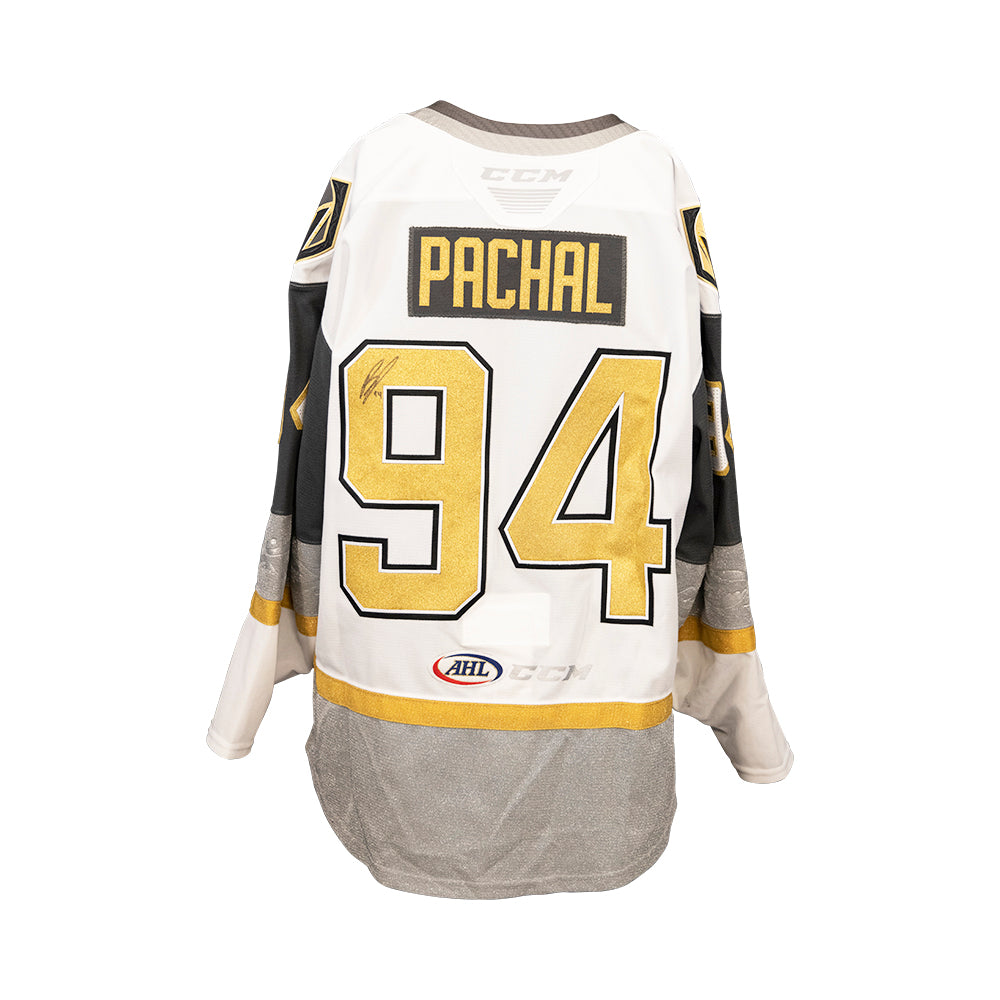 #94 Brayden Pachal: Game-Worn & Signed White Jersey