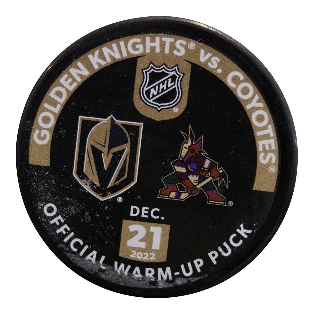12/21/2022 Arizona Coyotes vs. Vegas Golden Knights Warm-Up Puck