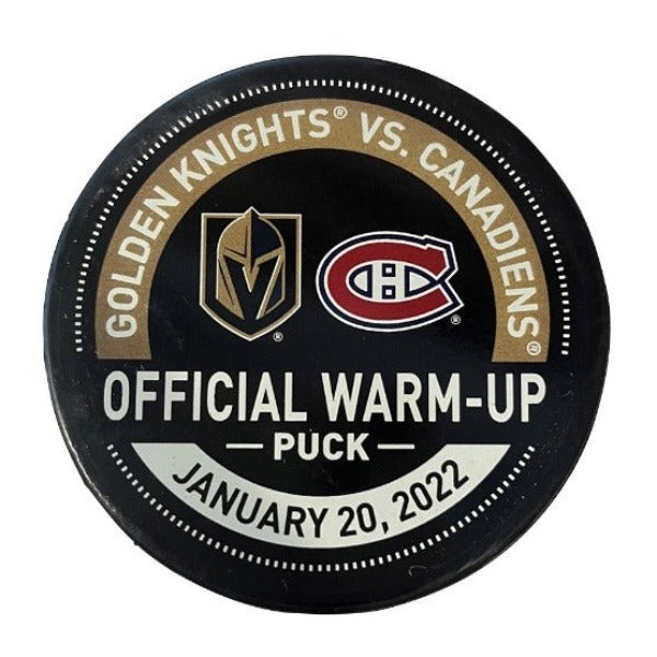 1/20/22 Montreal Canadiens vs. Vegas Golden Knights Warm-up Puck