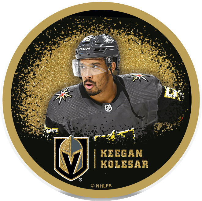 Vegas Golden Knights Keegan Kolesar Gold Glitter Player Puck 2021-2022 Season