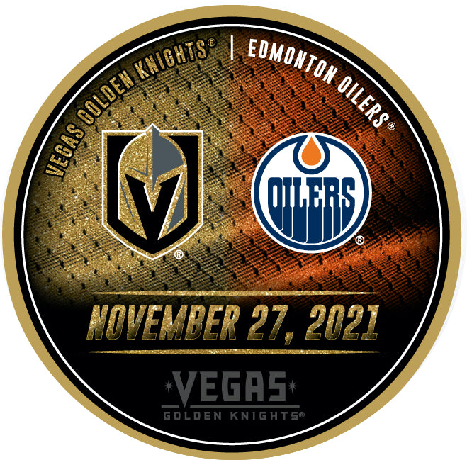Edmonton Oilers @ Vegas Golden Knights Match-Up Souvenir Puck - November 27, 2021