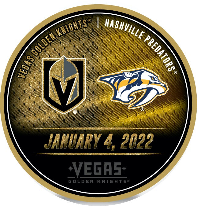 Nashville Predators VS. Vegas Golden Knights Match-Up Souvenir Puck 1-4-22