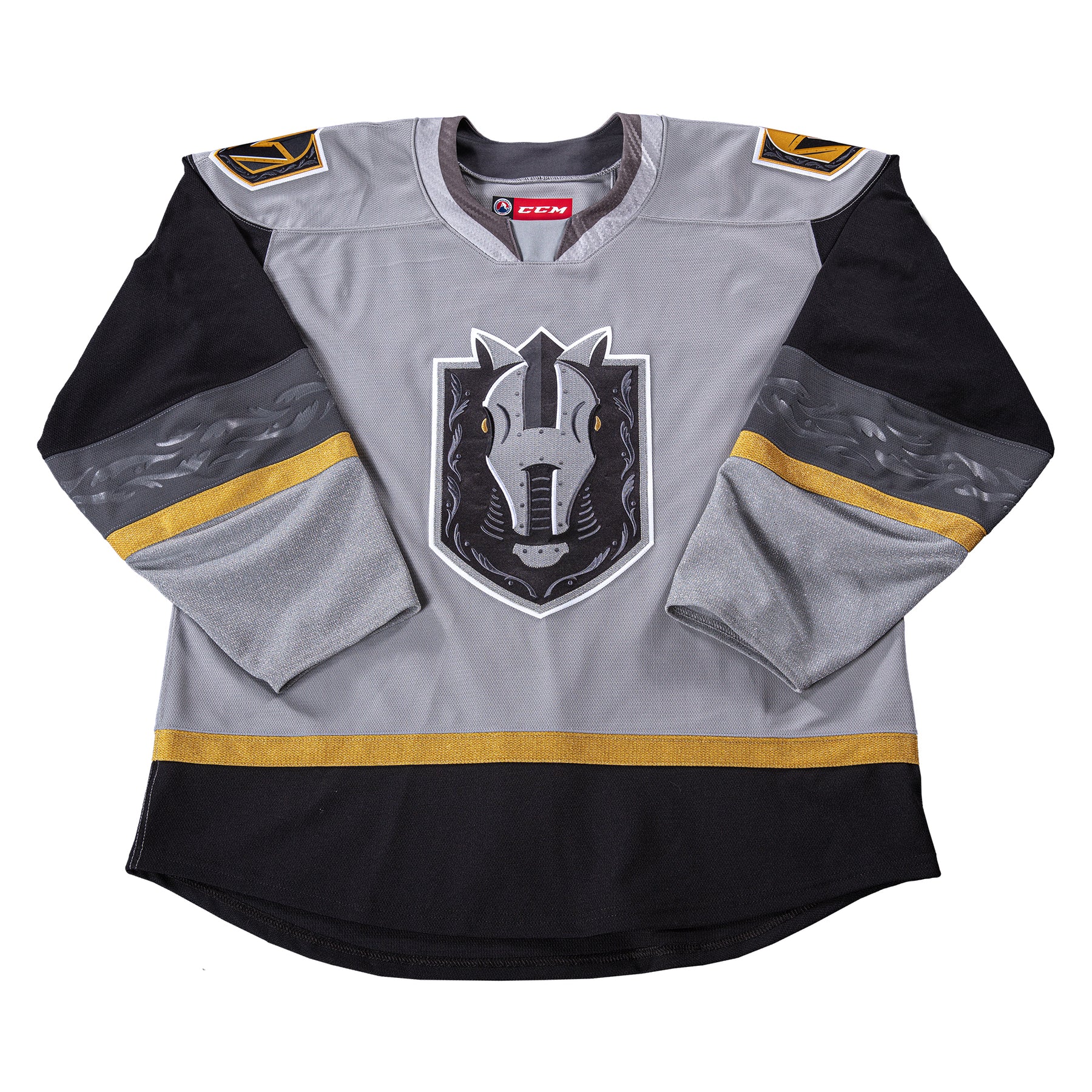 Custom Hockey Jerseys with A Knights Embroidered Twill Logo Adult XL / (name and Number on Back and Sleeves) / White