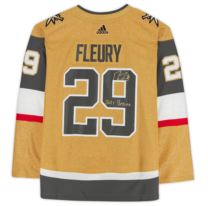 Marc-Andre Fleury Vegas Golden Knights Fanatics Authentic Autographed Gold Alternate adidas Authentic Jersey with ''2021 Vezina'' Inscription