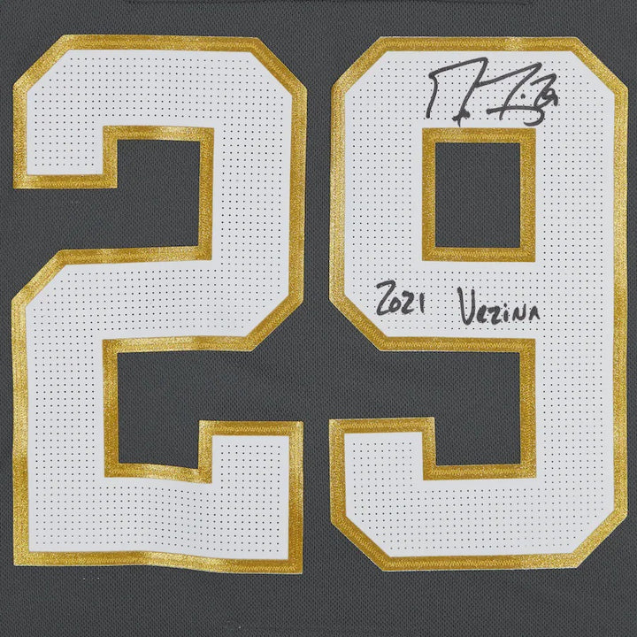 Marc-Andre Fleury Vegas Golden Knights Fanatics Authentic Autographed Black adidas Authentic Jersey with ''2021 Vezina'' Inscription